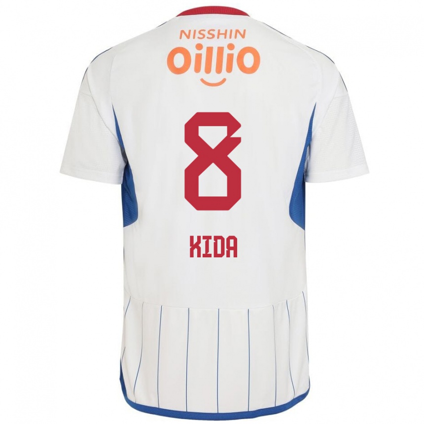 Men Football Takuya Kida #8 White Blue Red Away Jersey 2024/25 T-Shirt Canada