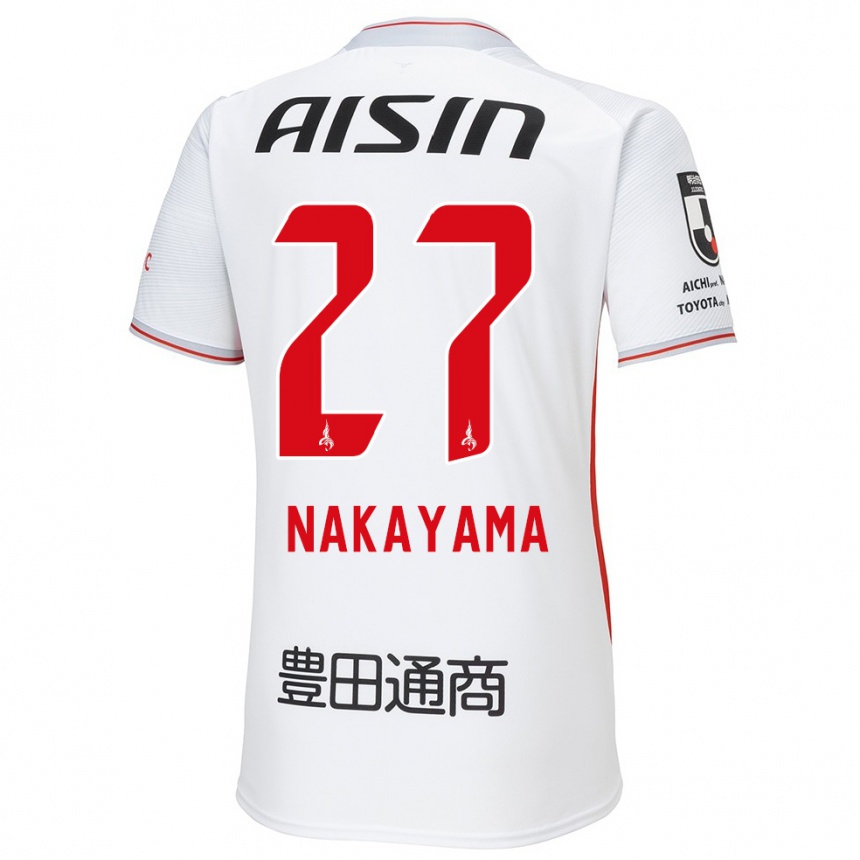 Men Football Katsuhiro Nakayama #27 White Yellow Red Away Jersey 2024/25 T-Shirt Canada