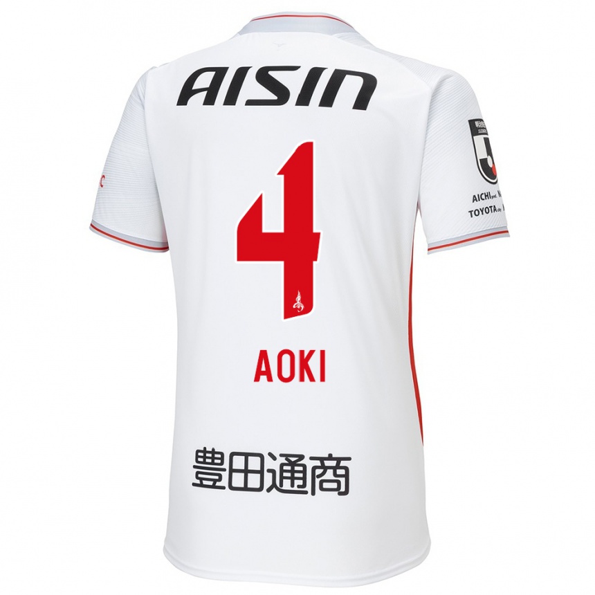 Men Football Masamune Aoki #4 White Yellow Red Away Jersey 2024/25 T-Shirt Canada