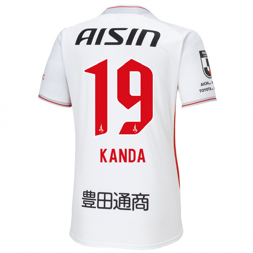 Men Football Ryu Kanda #19 White Yellow Red Away Jersey 2024/25 T-Shirt Canada