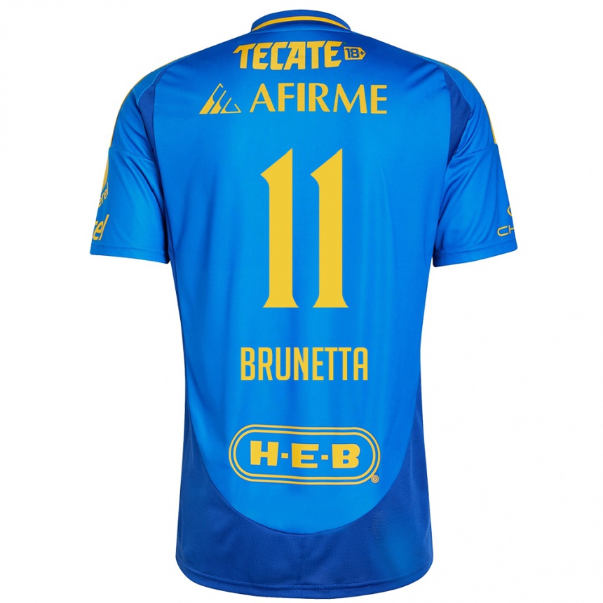 Men Football Juan Brunetta #11 Blue Yellow Away Jersey 2024/25 T-Shirt Canada