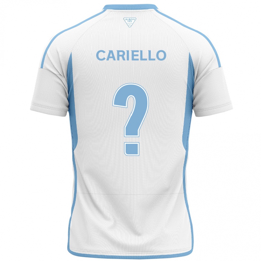 Men Football Yago Cariello #0 White Blue Away Jersey 2024/25 T-Shirt Canada