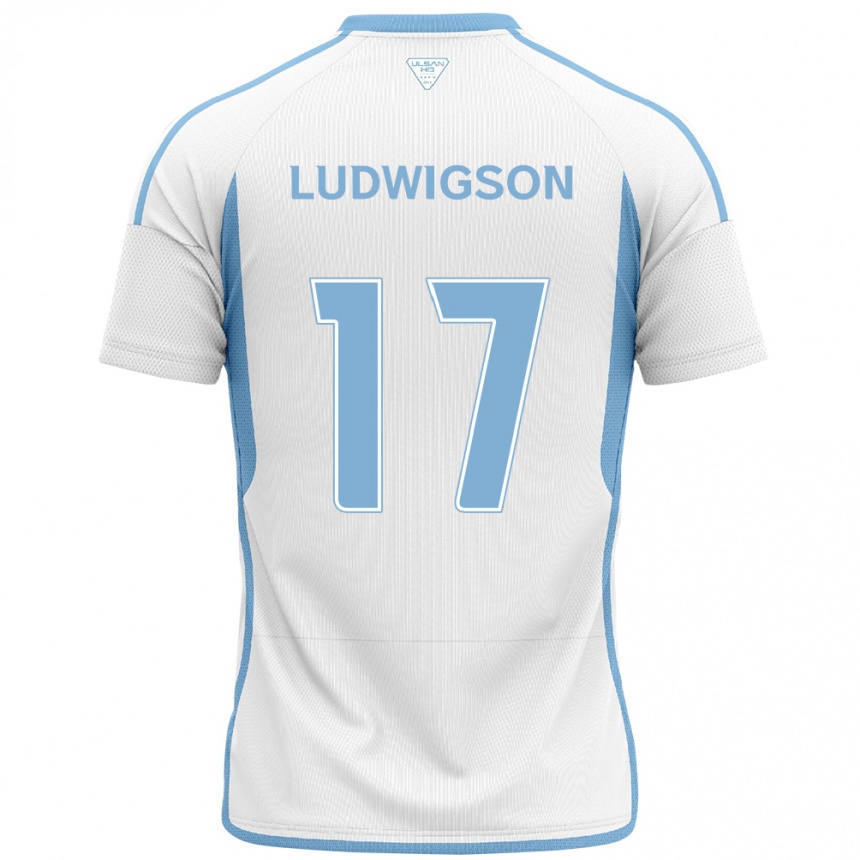 Men Football Gustav Ludwigson #17 White Blue Away Jersey 2024/25 T-Shirt Canada