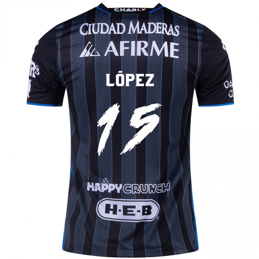 Homme Football Maillot Víctor López #15 Blanc Noir Tenues Extérieur 2024/25 Canada