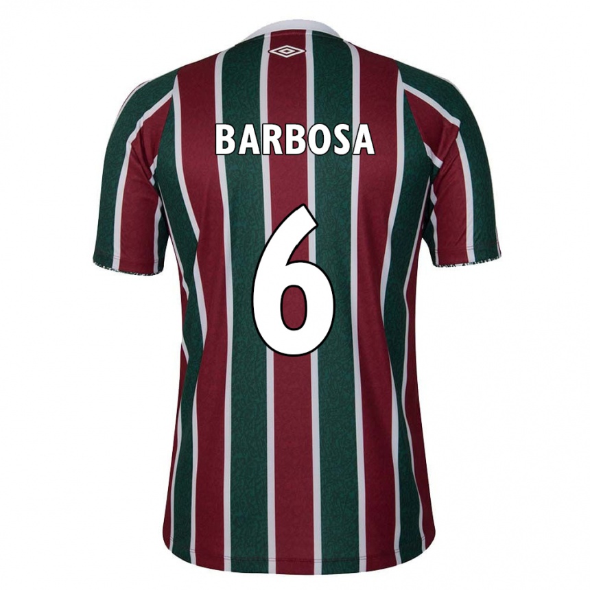 Women Football Diogo Barbosa #6 Green Maroon White Home Jersey 2024/25 T-Shirt Canada