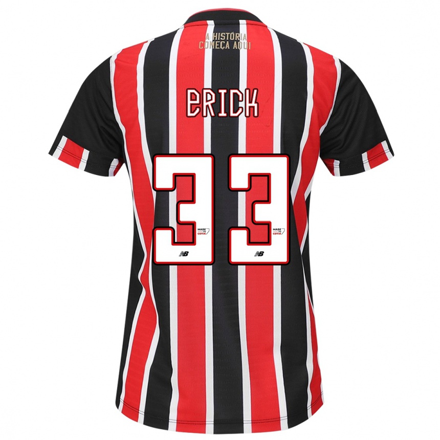 Women Football Erick #33 Black Red White Away Jersey 2024/25 T-Shirt Canada