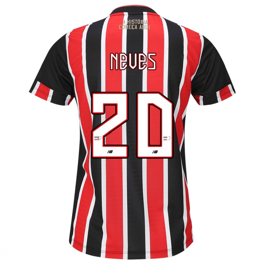 Women Football Gabriel Neves #20 Black Red White Away Jersey 2024/25 T-Shirt Canada