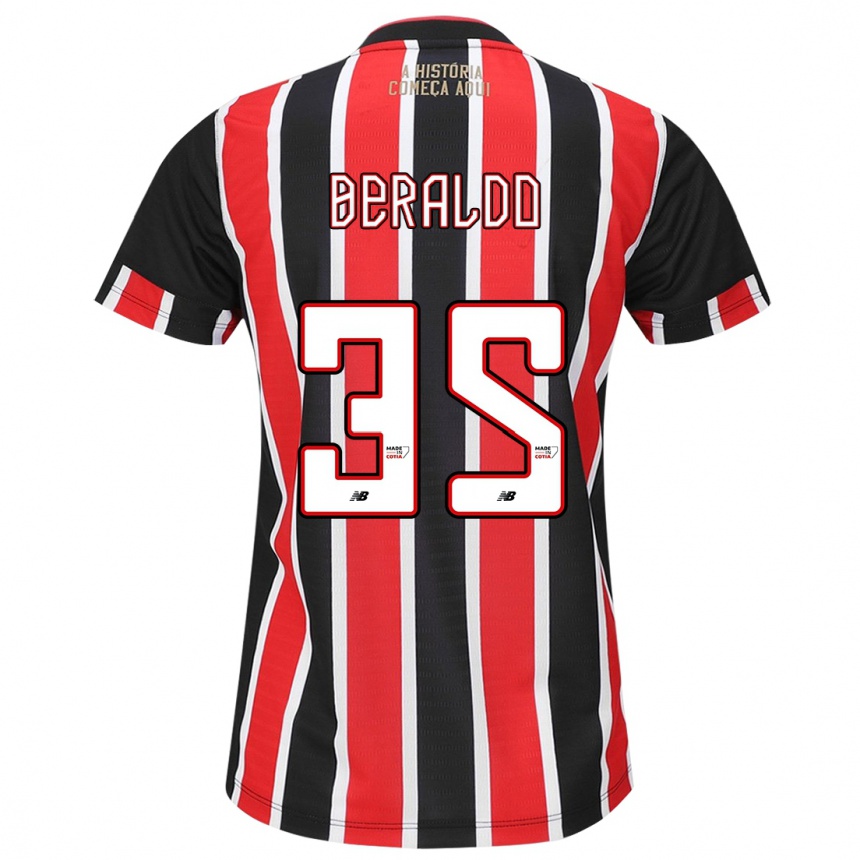 Women Football Lucas Beraldo #35 Black Red White Away Jersey 2024/25 T-Shirt Canada