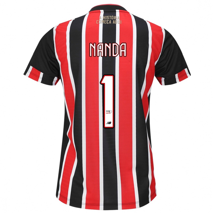 Women Football Nanda #1 Black Red White Away Jersey 2024/25 T-Shirt Canada