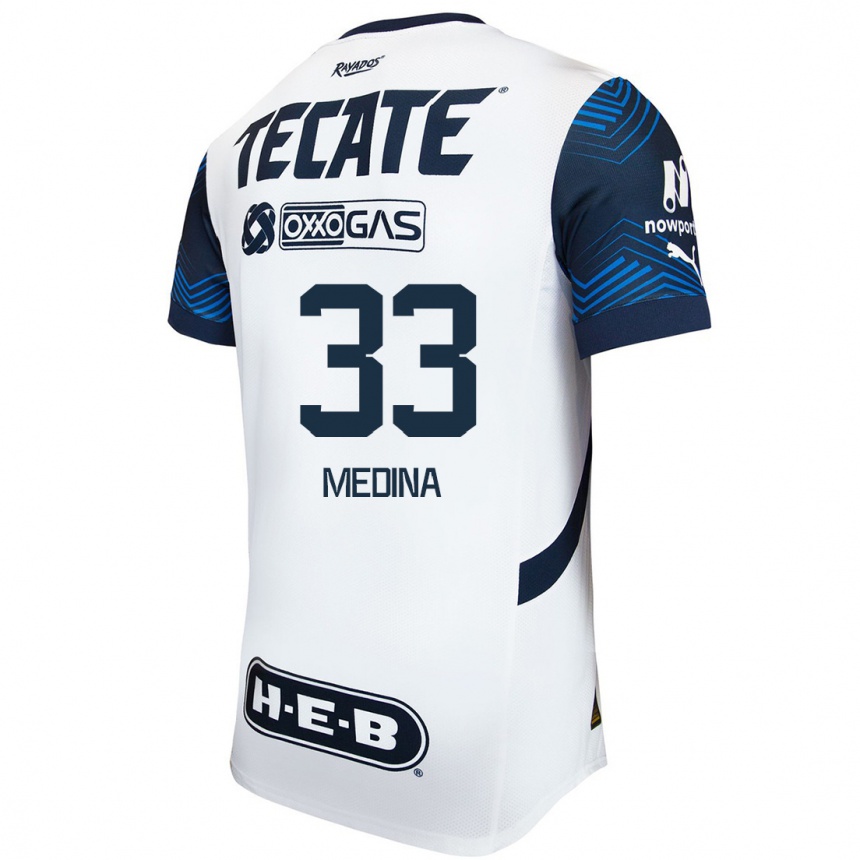 Femme Football Maillot Stefan Medina #33 Blanc Bleu Tenues Extérieur 2024/25 Canada