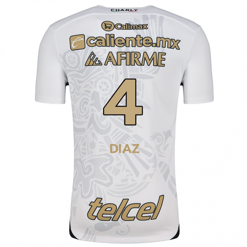 Women Football Nicolás Díaz #4 White Black Away Jersey 2024/25 T-Shirt Canada