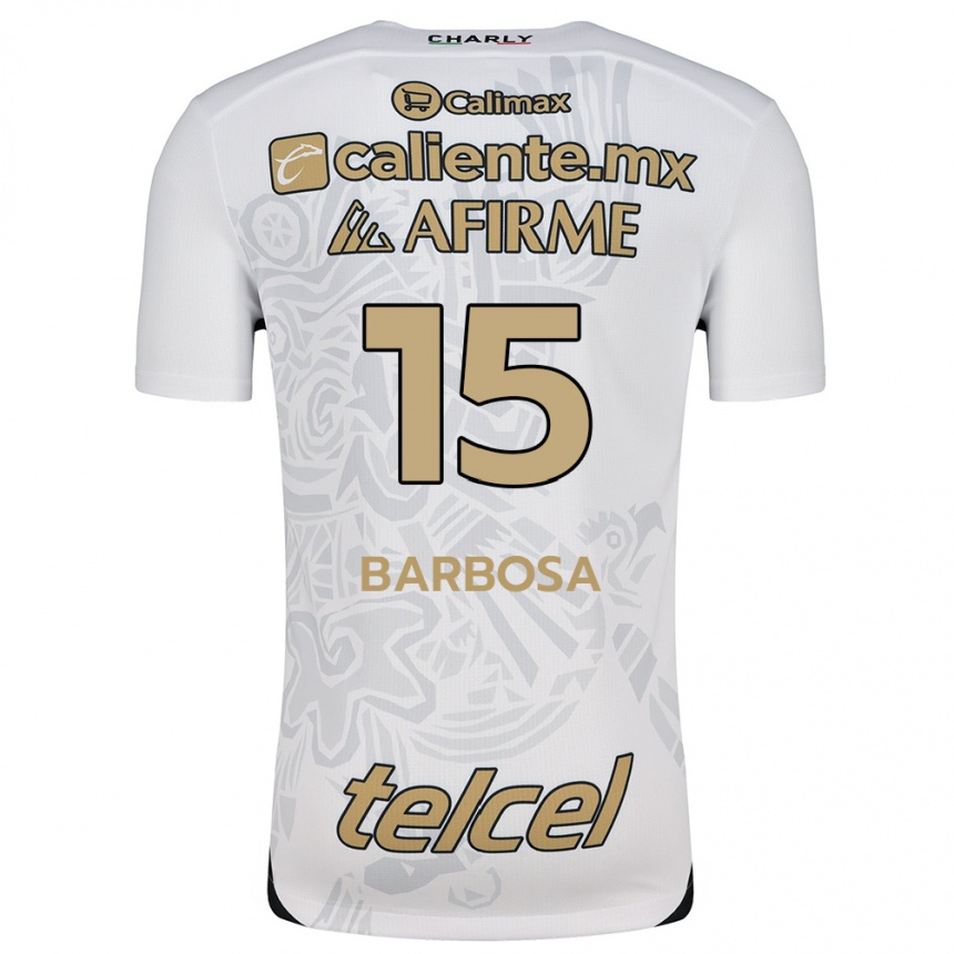 Women Football Diego Barbosa #15 White Black Away Jersey 2024/25 T-Shirt Canada