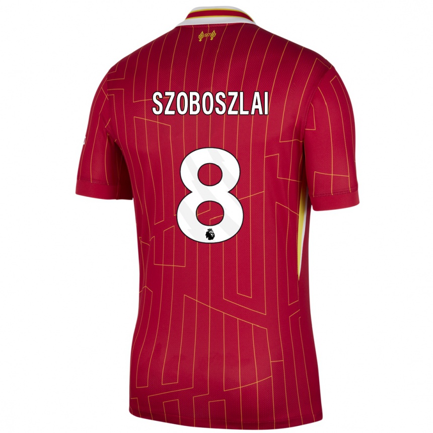 Kids Football Dominik Szoboszlai #8 Red Yellow White Home Jersey 2024/25 T-Shirt Canada