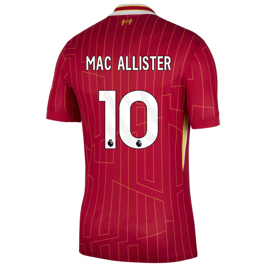 Kids Football Alexis Mac Allister #10 Red Yellow White Home Jersey 2024/25 T-Shirt Canada