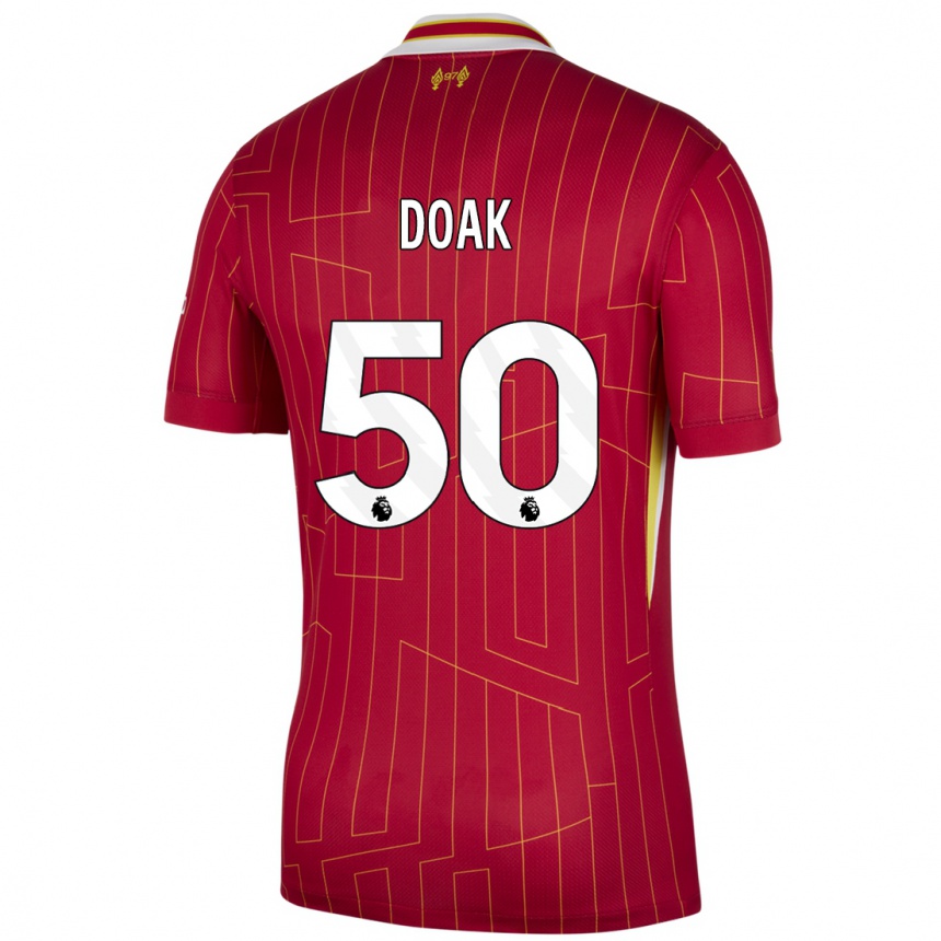 Kids Football Ben Doak #50 Red Yellow White Home Jersey 2024/25 T-Shirt Canada