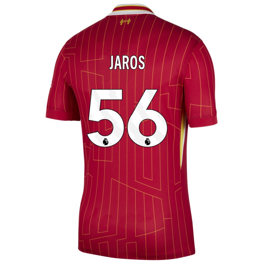 Kids Football Vitezslav Jaros #56 Red Yellow White Home Jersey 2024/25 T-Shirt Canada