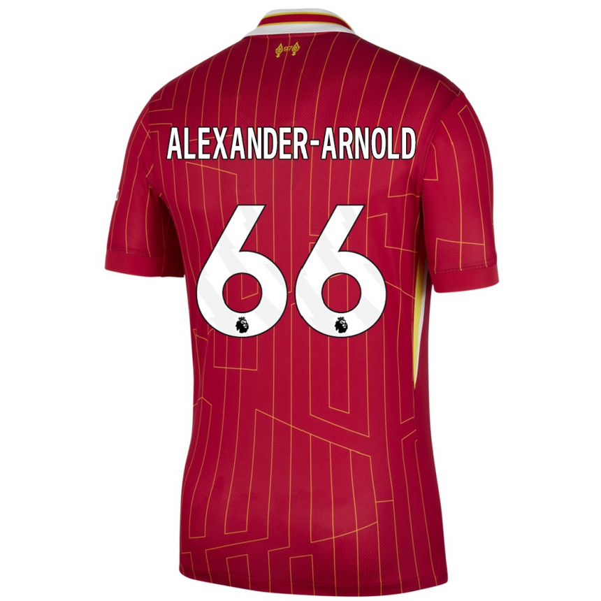 Kids Football Trent Alexander-Arnold #66 Red Yellow White Home Jersey 2024/25 T-Shirt Canada