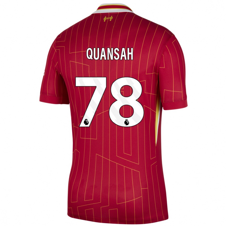 Kids Football Jarell Quansah #78 Red Yellow White Home Jersey 2024/25 T-Shirt Canada