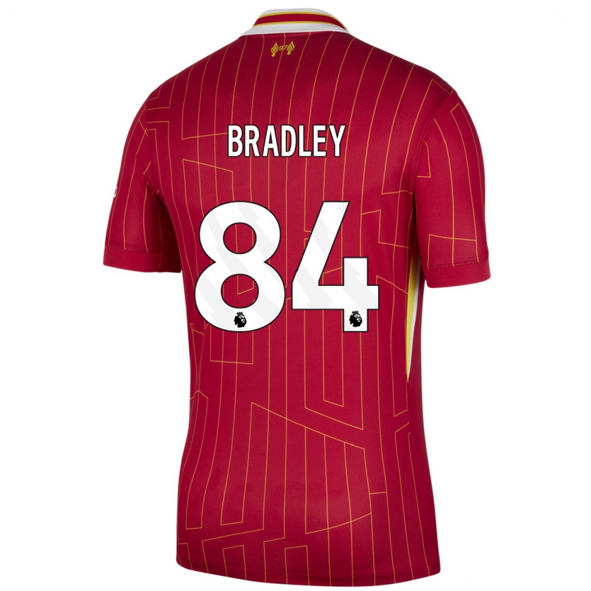 Enfant Football Maillot Conor Bradley #84 Rouge Jaune Blanc Tenues Domicile 2024/25 Canada