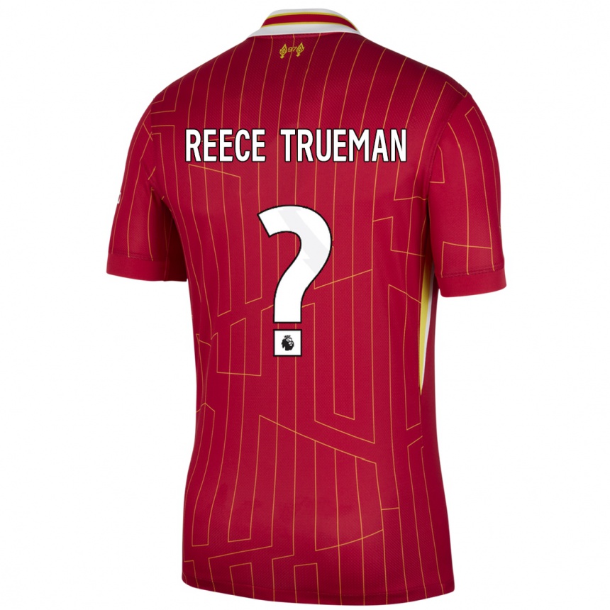 Kids Football Reece Trueman #0 Red Yellow White Home Jersey 2024/25 T-Shirt Canada