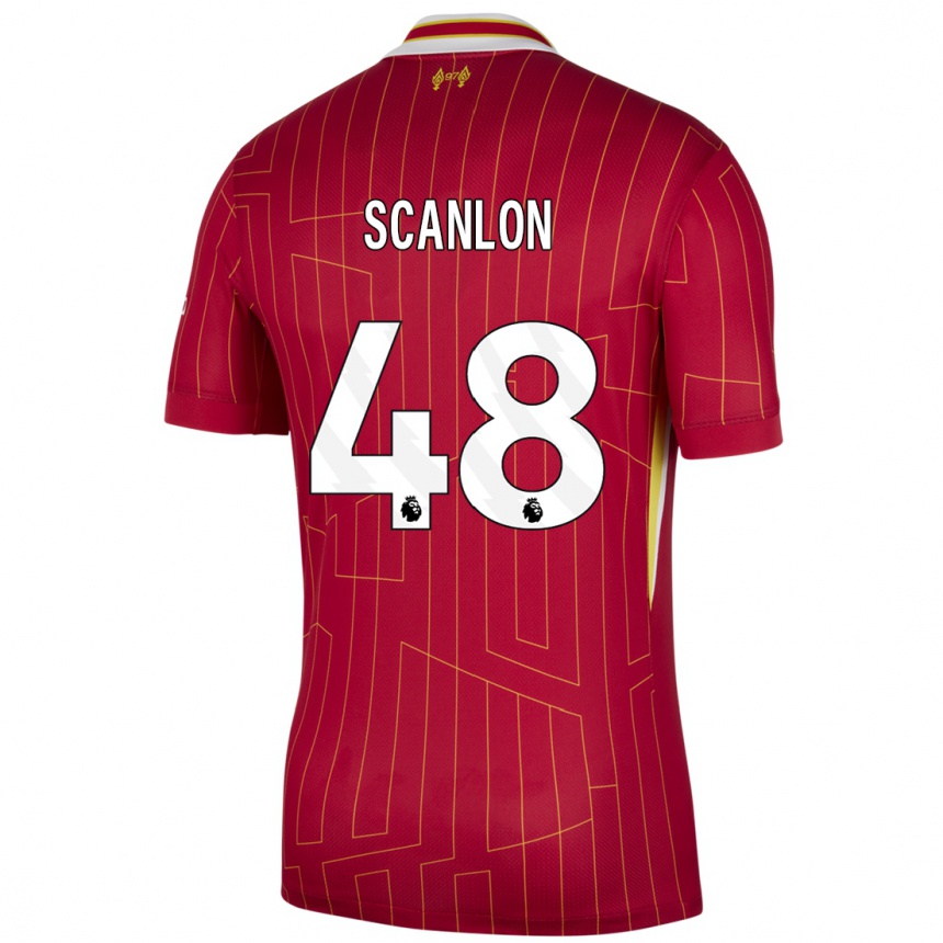 Kids Football Calum Scanlon #48 Red Yellow White Home Jersey 2024/25 T-Shirt Canada