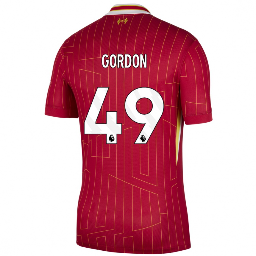 Enfant Football Maillot Kaide Gordon #49 Rouge Jaune Blanc Tenues Domicile 2024/25 Canada