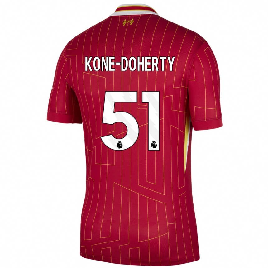 Kids Football Trent Kone-Doherty #51 Red Yellow White Home Jersey 2024/25 T-Shirt Canada