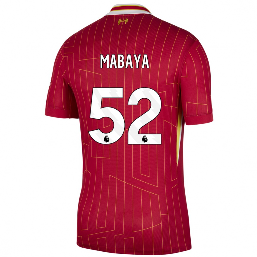 Kids Football Isaac Mabaya #52 Red Yellow White Home Jersey 2024/25 T-Shirt Canada