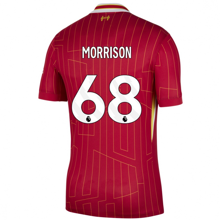 Kids Football Kieran Morrison #68 Red Yellow White Home Jersey 2024/25 T-Shirt Canada