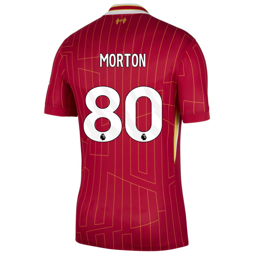 Kids Football Tyler Morton #80 Red Yellow White Home Jersey 2024/25 T-Shirt Canada