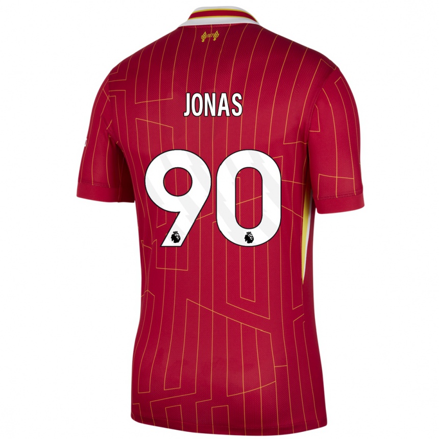 Kids Football Lee Jonas #90 Red Yellow White Home Jersey 2024/25 T-Shirt Canada