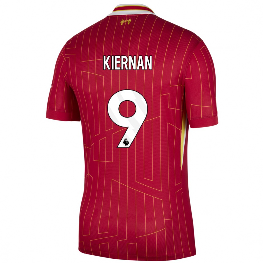 Kids Football Leanne Kiernan #9 Red Yellow White Home Jersey 2024/25 T-Shirt Canada