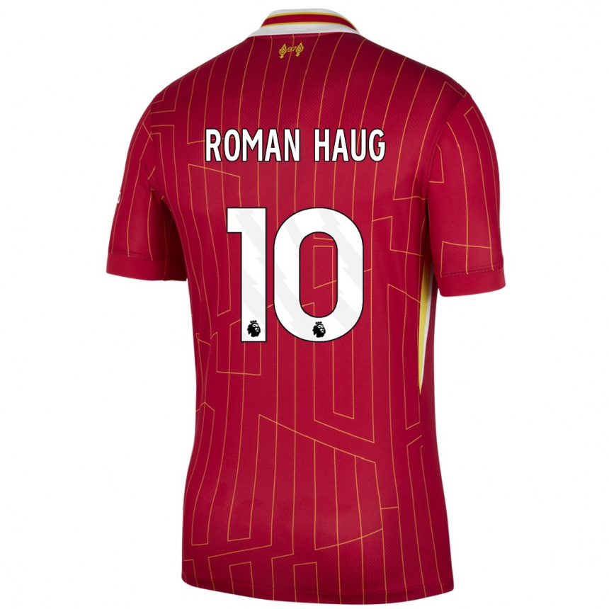 Kids Football Sophie Román Haug #10 Red Yellow White Home Jersey 2024/25 T-Shirt Canada