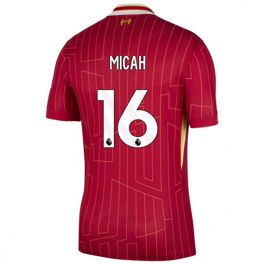 Kids Football Teagan Micah #16 Red Yellow White Home Jersey 2024/25 T-Shirt Canada