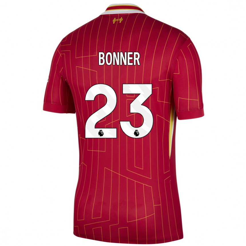 Kids Football Gemma Bonner #23 Red Yellow White Home Jersey 2024/25 T-Shirt Canada