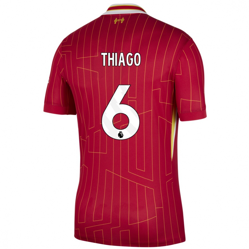 Enfant Football Maillot Thiago #6 Rouge Jaune Blanc Tenues Domicile 2024/25 Canada