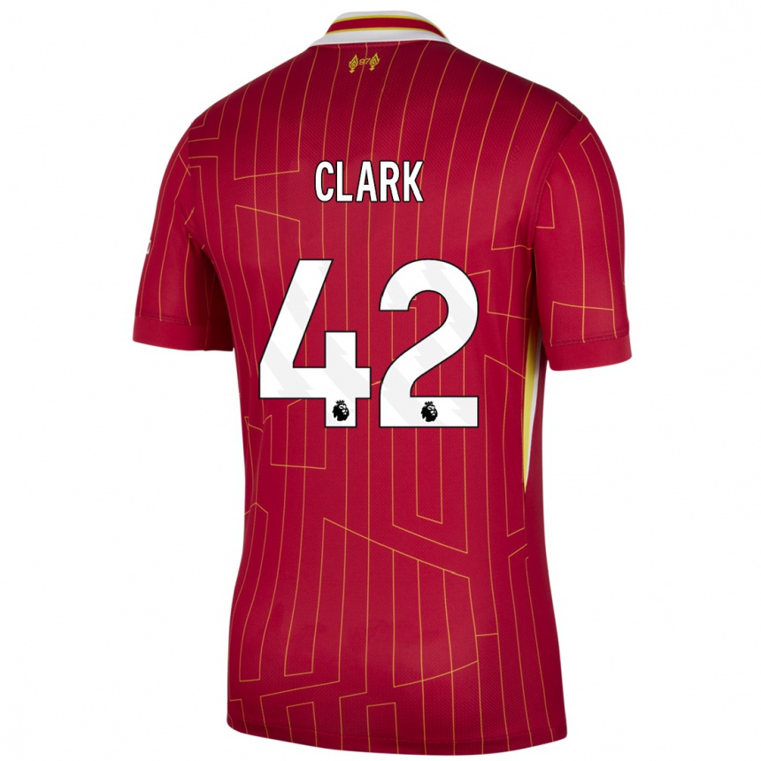 Kids Football Bobby Clark #42 Red Yellow White Home Jersey 2024/25 T-Shirt Canada