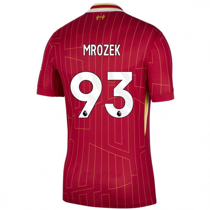 Kids Football Fabian Mrozek #93 Red Yellow White Home Jersey 2024/25 T-Shirt Canada