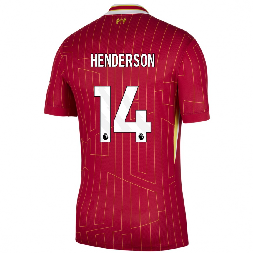 Enfant Football Maillot Henderson #14 Rouge Jaune Blanc Tenues Domicile 2024/25 Canada