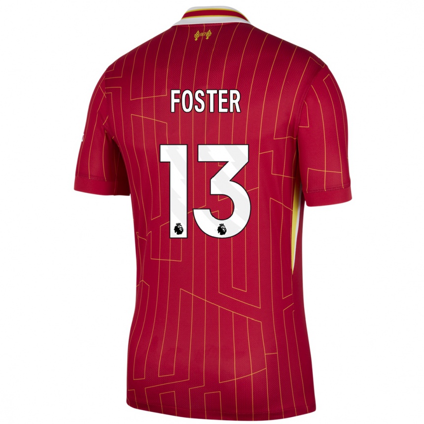 Enfant Football Maillot Rylee Foster #13 Rouge Jaune Blanc Tenues Domicile 2024/25 Canada