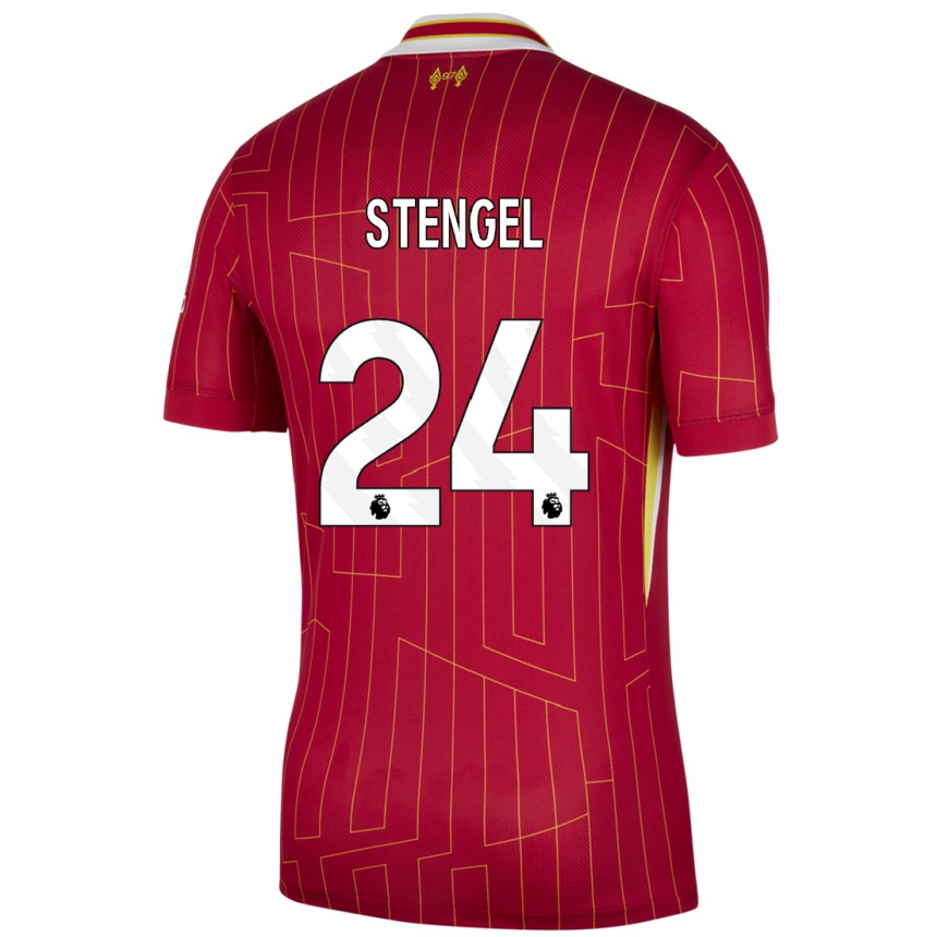 Kids Football Katie Stengel #24 Red Yellow White Home Jersey 2024/25 T-Shirt Canada