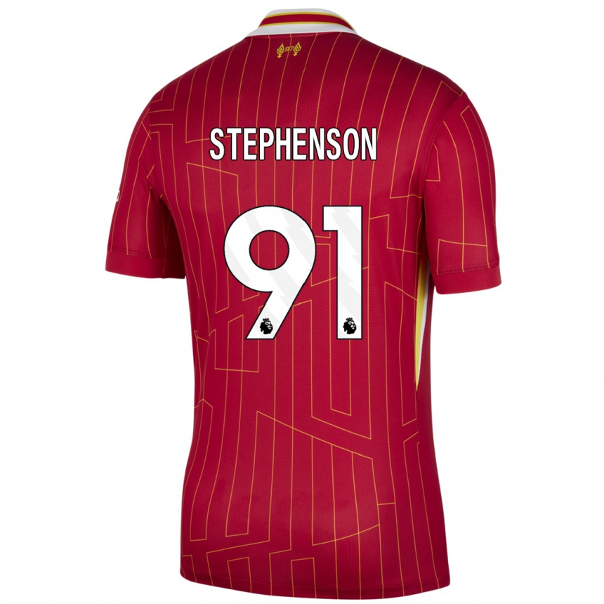 Kids Football Luca Stephenson #91 Red Yellow White Home Jersey 2024/25 T-Shirt Canada