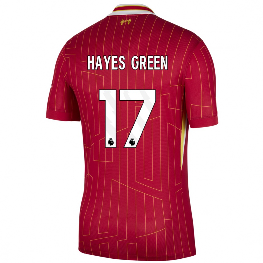 Kids Football Charlie Hayes-Green #17 Red Yellow White Home Jersey 2024/25 T-Shirt Canada