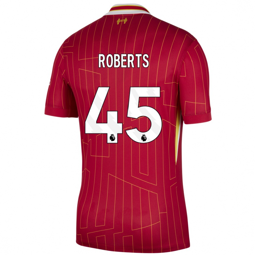 Kids Football Iwan Roberts #45 Red Yellow White Home Jersey 2024/25 T-Shirt Canada