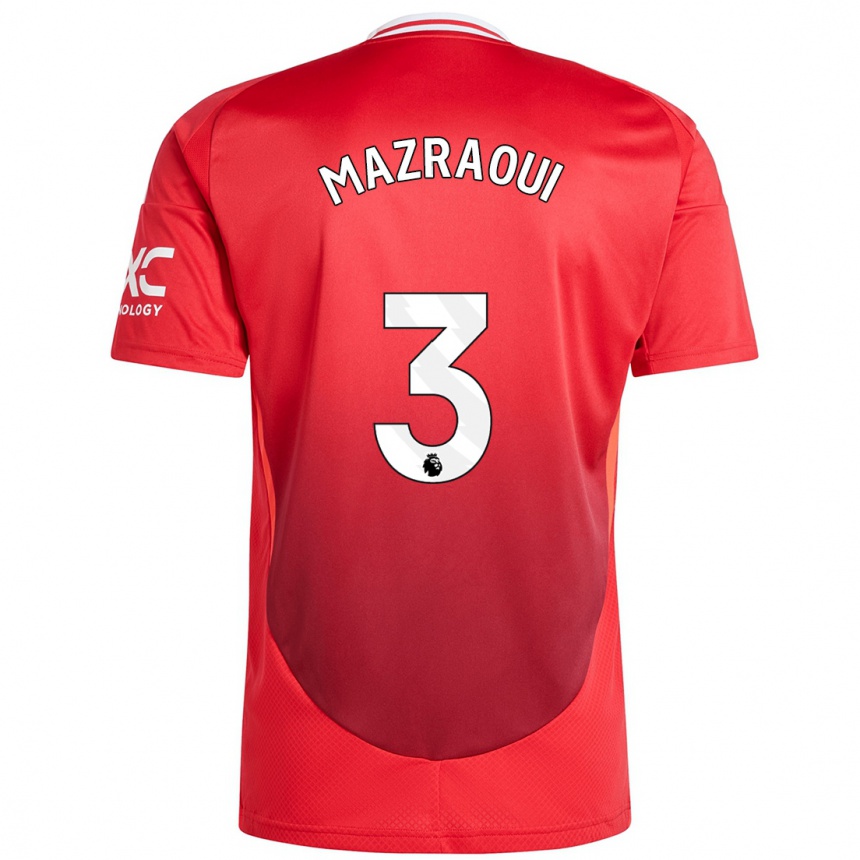 Kids Football Noussair Mazraoui #3 Bright Red Home Jersey 2024/25 T-Shirt Canada