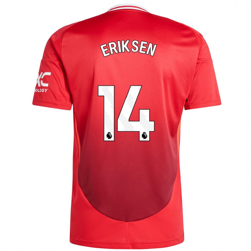 Kids Football Christian Eriksen #14 Bright Red Home Jersey 2024/25 T-Shirt Canada