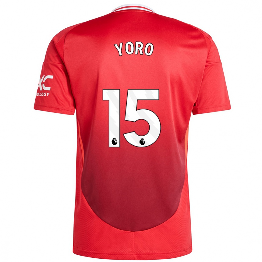 Kids Football Leny Yoro #15 Bright Red Home Jersey 2024/25 T-Shirt Canada