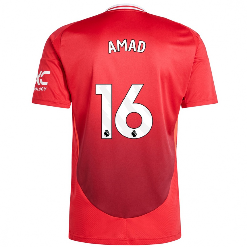 Kids Football Amad Diallo #16 Bright Red Home Jersey 2024/25 T-Shirt Canada