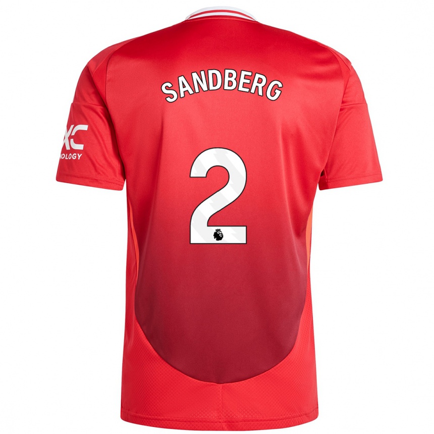 Kids Football Anna Sandberg #2 Bright Red Home Jersey 2024/25 T-Shirt Canada