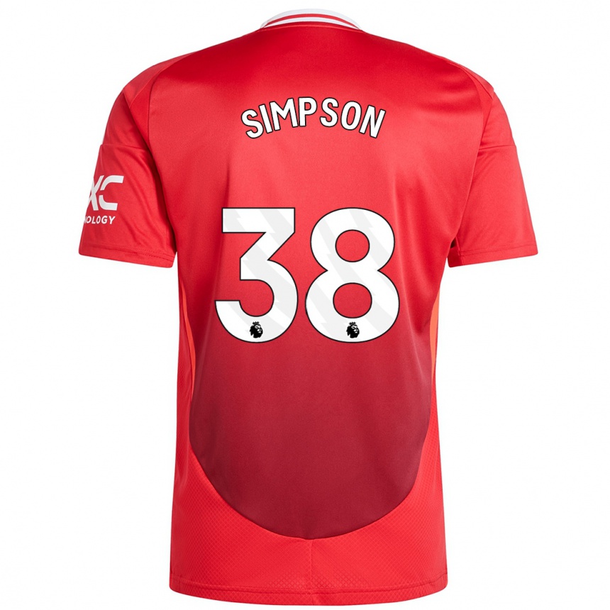 Kids Football Jess Simpson #38 Bright Red Home Jersey 2024/25 T-Shirt Canada